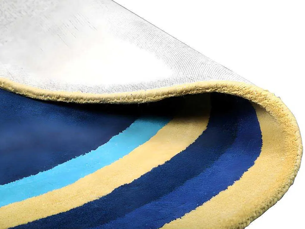 Ovale Wollen Tapijt Komiza - Handgetuft - 150 X 230 Cm - Marineblauw-OZAIA Best