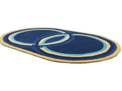Ovale Wollen Tapijt Komiza - Handgetuft - 150 X 230 Cm - Marineblauw-OZAIA Best