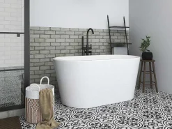 Ovalen Losstaand Bad - 180 L - 130 X 71 X 58 Cm - Wit - Acryl - Apogon-Shower & Design New