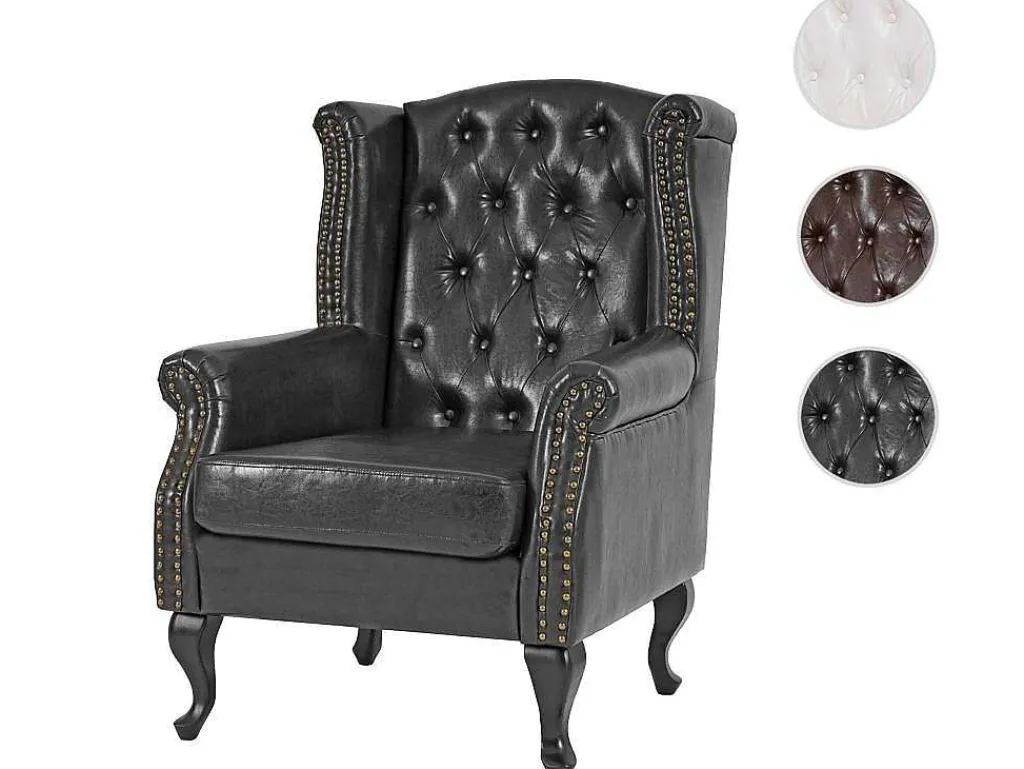 Oxford Fauteuil, Zwart Zonder Voetenbank-Vente-unique Outlet