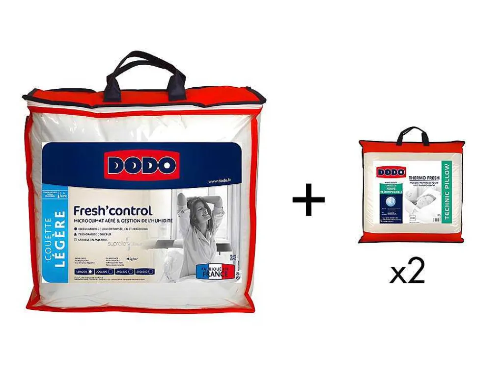 Pack Anti-Transpirant Dekbed 240X260Cm + 2 Hoofdkussens 60X60Cm Verkoelend Effect Fresh Control-DODO Discount
