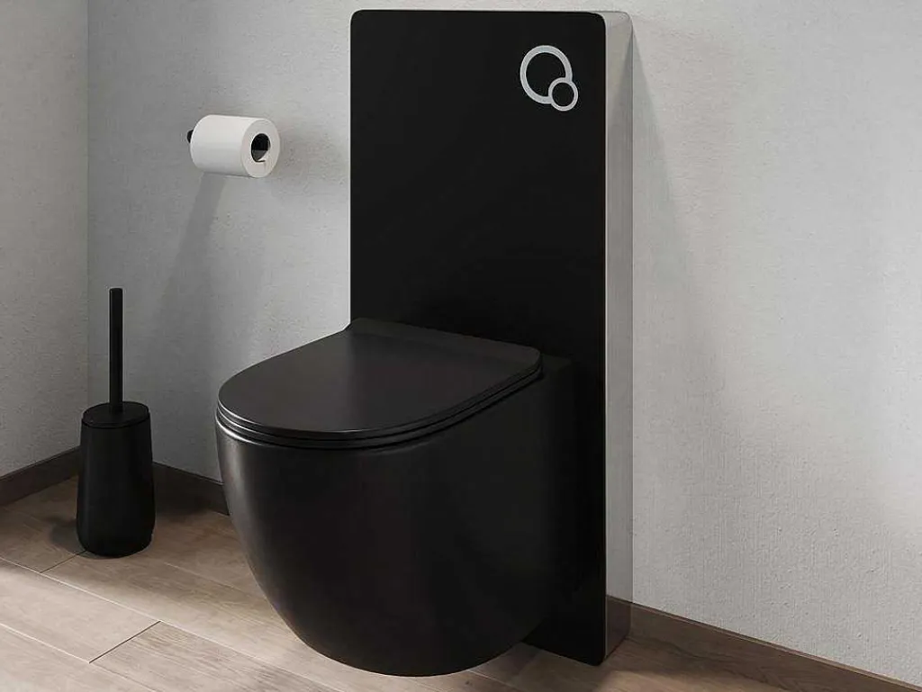 Pakket Zwevend Toilet Met Sierframe - Matzwart - Javoine-Vente-unique Clearance