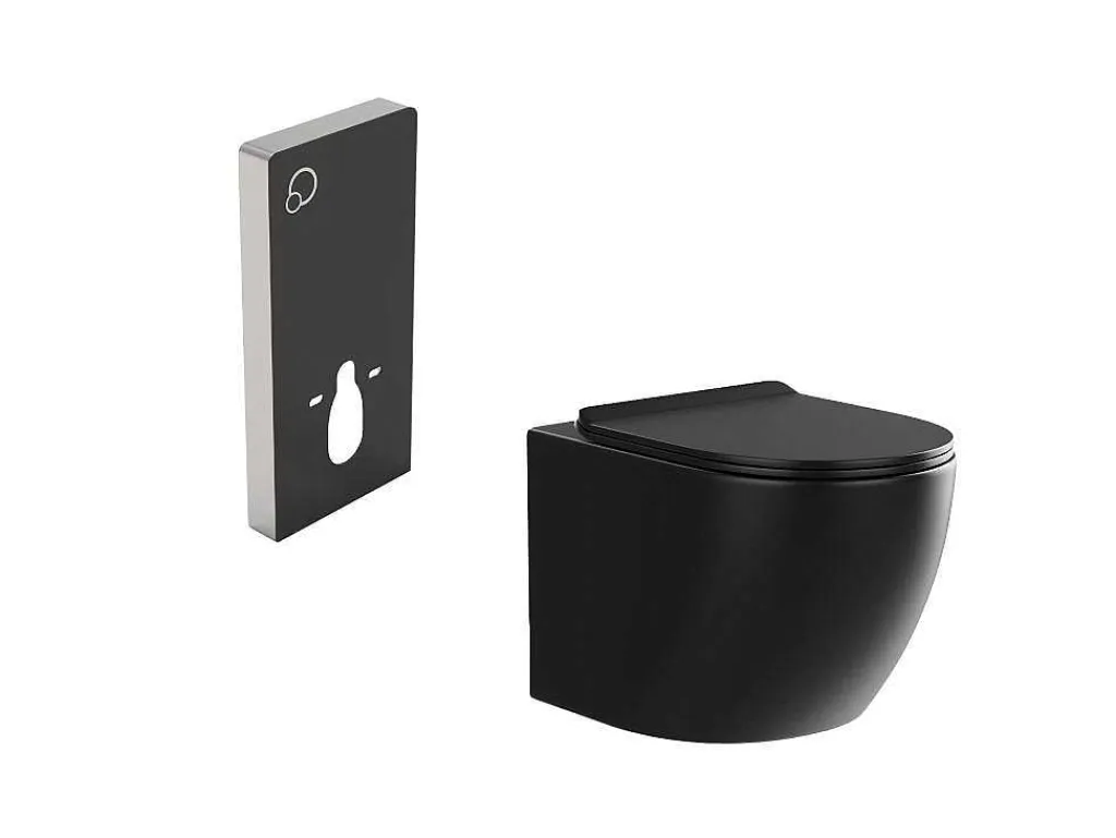 Pakket Zwevend Toilet Met Sierframe - Matzwart - Javoine-Vente-unique Clearance