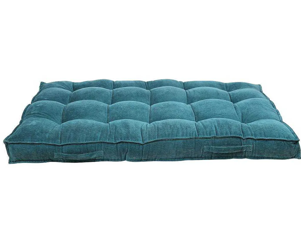 Palletkussen - 120 X 80 X 10 Cm - Ribfluweel - Blauw - Baila-OZAIA Discount