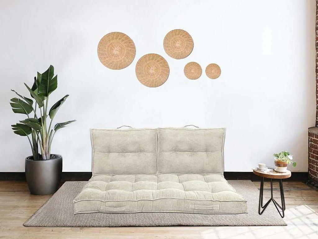 Palletkussen Van Ribfluweel - L120 X D80 Cm - Beige - Baila-OZAIA New