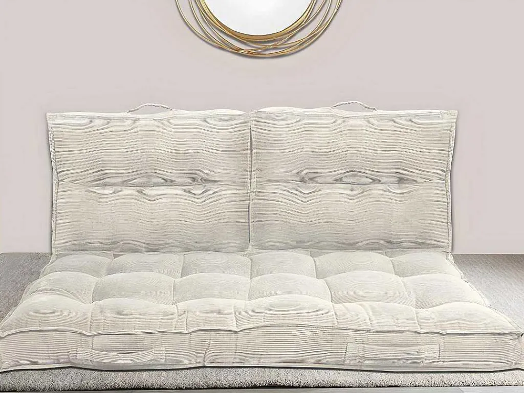 Palletkussen Van Ribfluweel - L120 X D80 Cm - Beige - Baila-OZAIA New