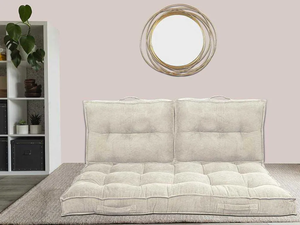 Palletkussen Van Ribfluweel - L120 X D80 Cm - Beige - Baila-OZAIA New