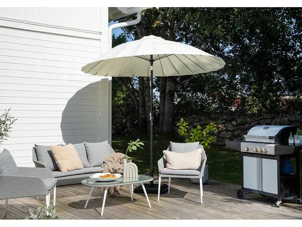 Palmetto Parasol Met Kantelfunctie Wit.-Vente-unique Outlet