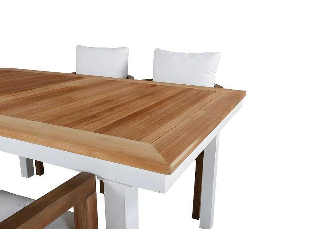 Panama Tuinmeubelset Tafel 90X152/210Cm En 4 Stoel Erica Naturel, Wit.-Vente-unique Sale