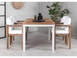 Panama Tuinmeubelset Tafel 90X152/210Cm En 4 Stoel Erica Naturel, Wit.-Vente-unique Sale