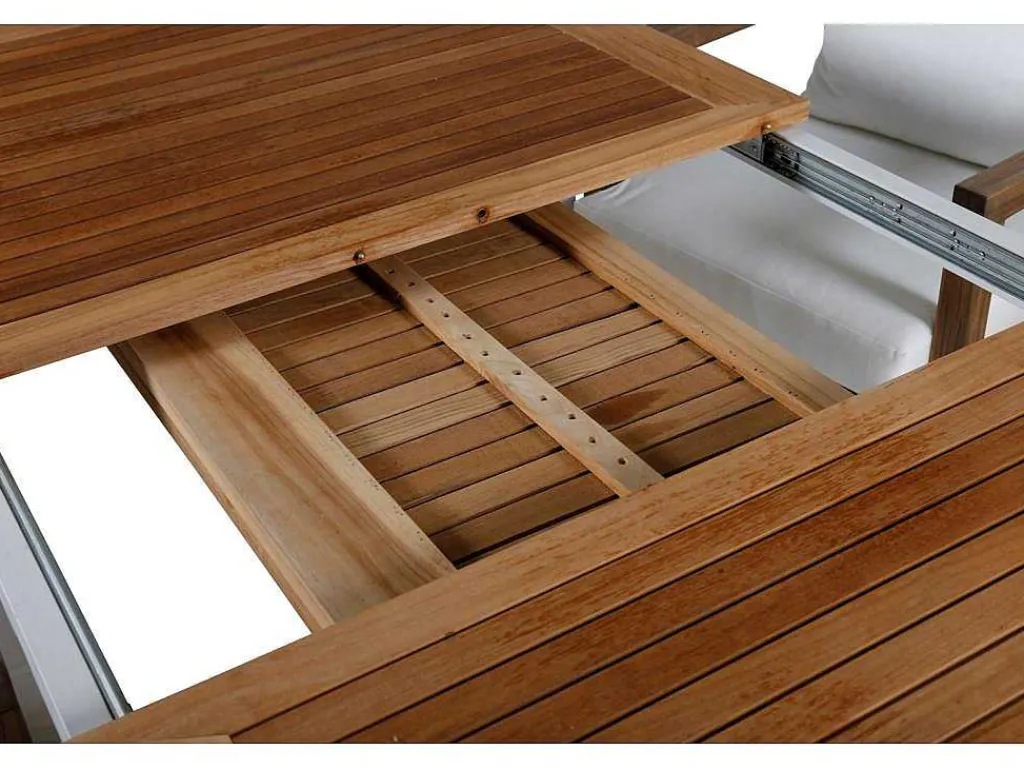 Panama Tuinmeubelset Tafel 90X152/210Cm En 4 Stoel Erica Naturel, Wit.-Vente-unique Sale