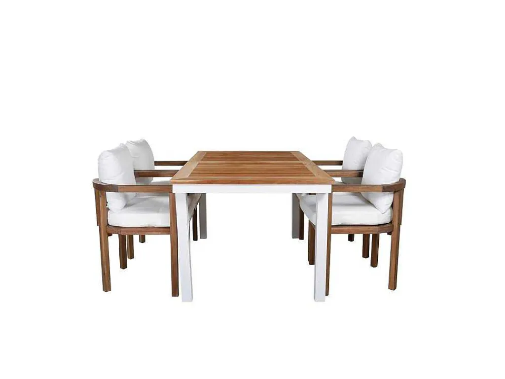 Panama Tuinmeubelset Tafel 90X152/210Cm En 4 Stoel Erica Naturel, Wit.-Vente-unique Sale