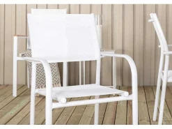 Panama Tuinmeubelset Tafel 90X152/210Cm En 4 Stoel Santorini Wit, Naturel.-Vente-unique Sale