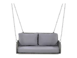 Pe Rotan Hangstoel - Tuinschommel - 2 Plaatsen - Met Kussens - Grijs-ModernLuxe Outlet