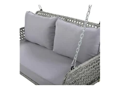 Pe Rotan Hangstoel - Tuinschommel - 2 Plaatsen - Met Kussens - Grijs-ModernLuxe Outlet