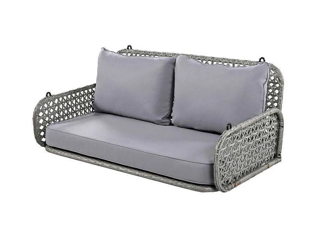 Pe Rotan Hangstoel - Tuinschommel - 2 Plaatsen - Met Kussens - Grijs-ModernLuxe Outlet