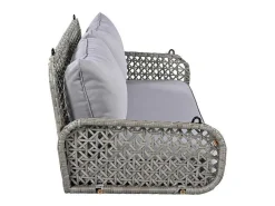 Pe Rotan Hangstoel - Tuinschommel - 2 Plaatsen - Met Kussens - Grijs-ModernLuxe Outlet