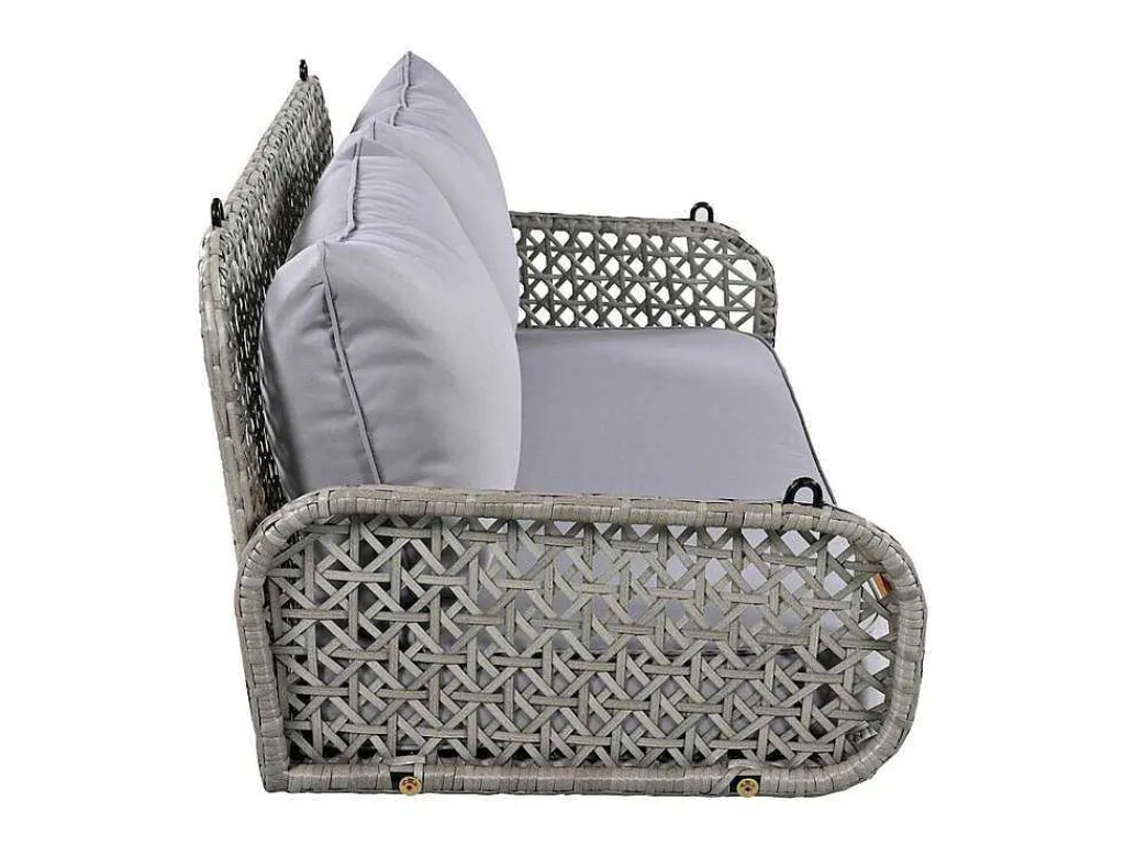 Pe Rotan Hangstoel - Tuinschommel - 2 Plaatsen - Met Kussens - Grijs-ModernLuxe Outlet