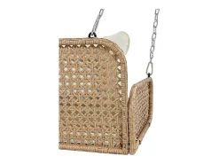 Pe Rotan Hangstoel - Tuinschommel - 2 Plaatsen - Met Kussens - Beige-ModernLuxe Discount