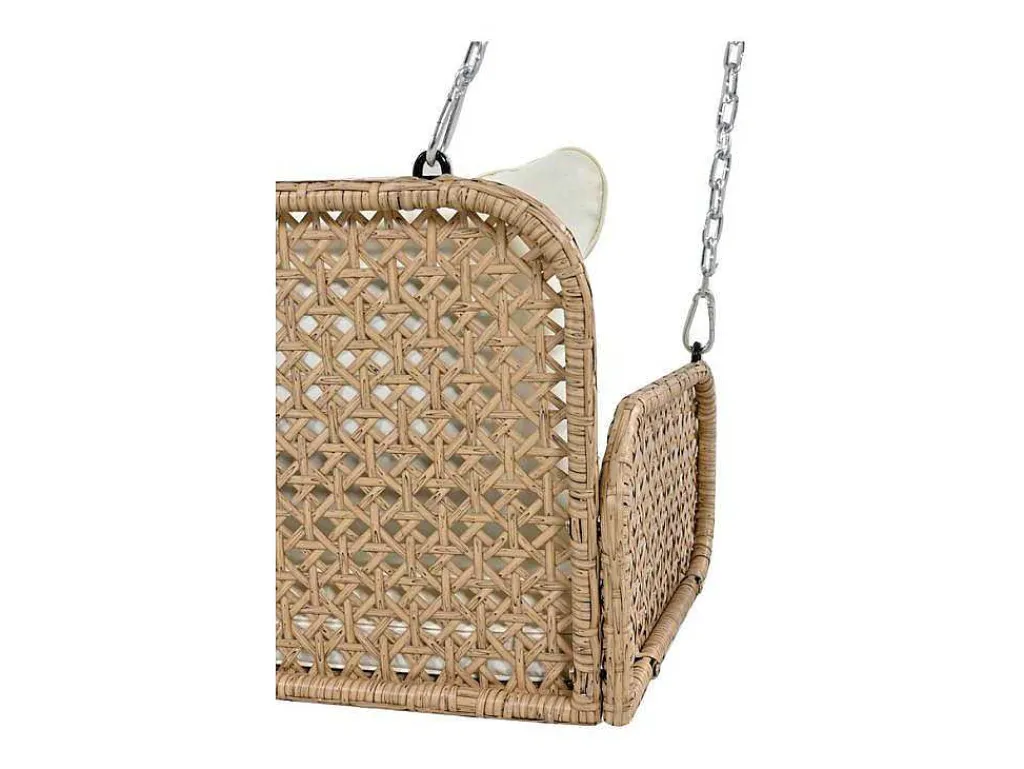 Pe Rotan Hangstoel - Tuinschommel - 2 Plaatsen - Met Kussens - Beige-ModernLuxe Discount