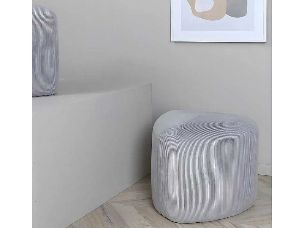 Peg Poef, Hocker O46Cm Fluweel Grijs.-Venture Home New