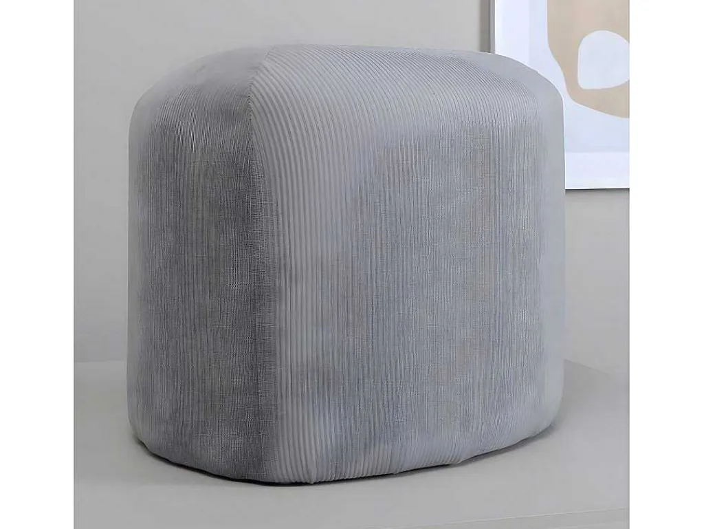 Peg Poef, Hocker O46Cm Fluweel Grijs.-Venture Home New