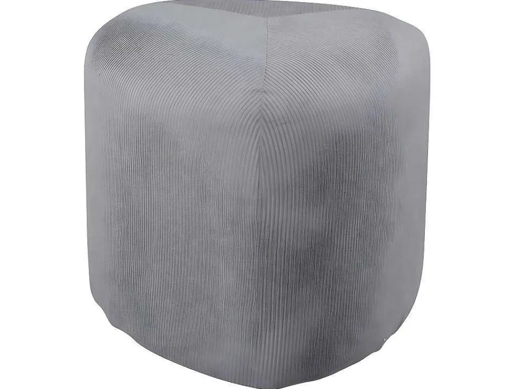 Peg Poef, Hocker O46Cm Fluweel Grijs.-Venture Home New