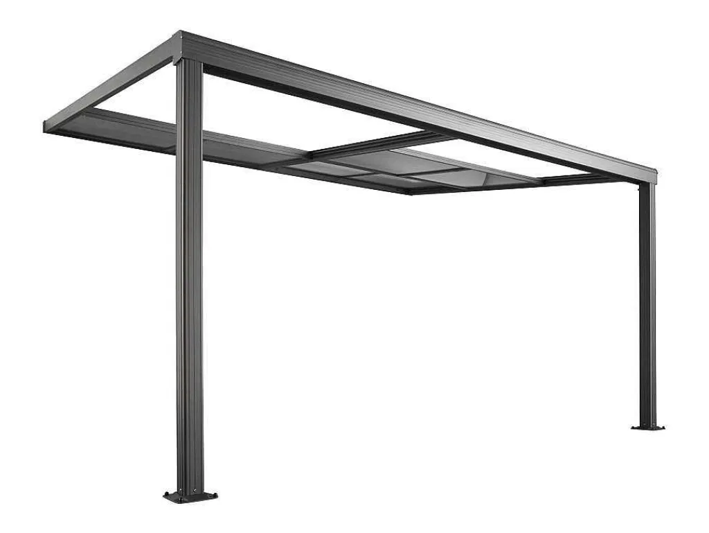 Pergola Voor Tegen De Muur Met Schuifbaar Dak - 12 M - Antraciet - Izeda-EXPERTLAND Outlet
