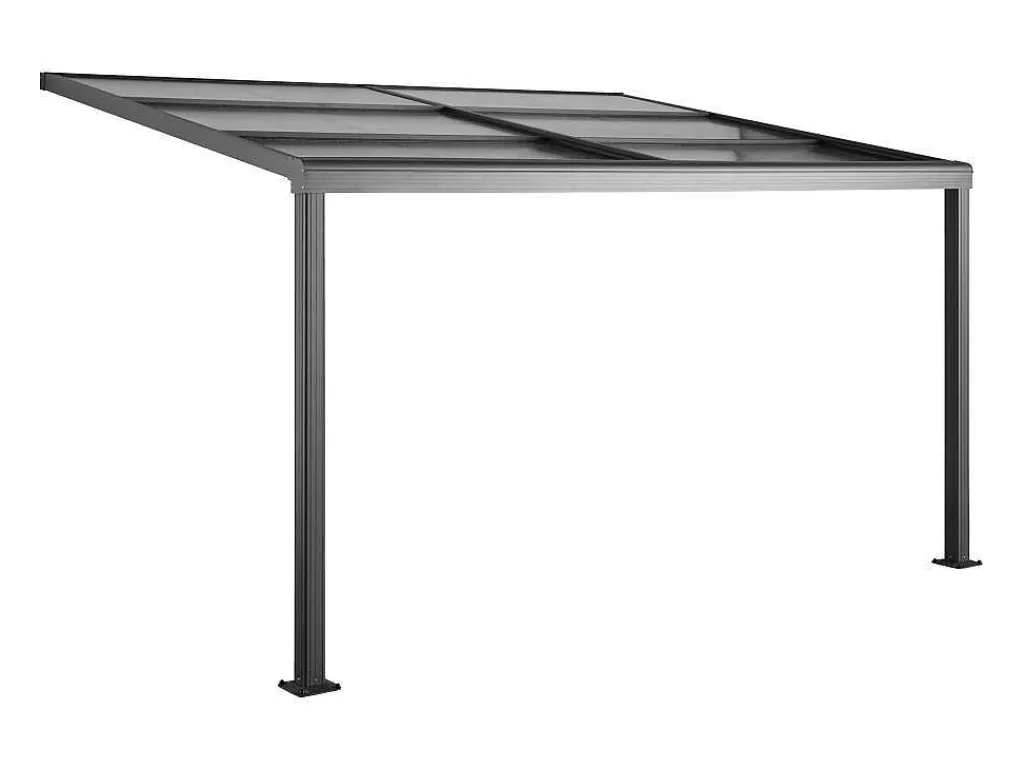Pergola Voor Tegen De Muur Met Schuifbaar Dak - 12 M - Antraciet - Izeda-EXPERTLAND Outlet