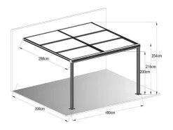 Pergola Voor Tegen De Muur Met Schuifbaar Dak - 12 M - Antraciet - Izeda-EXPERTLAND Outlet