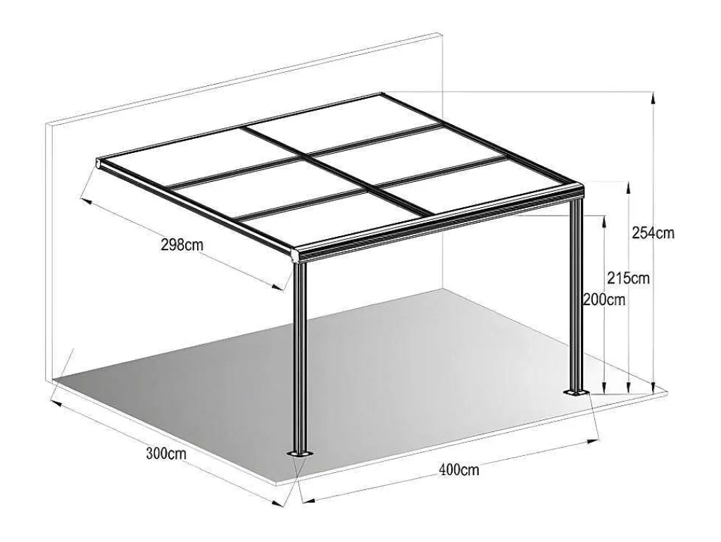 Pergola Voor Tegen De Muur Met Schuifbaar Dak - 12 M - Antraciet - Izeda-EXPERTLAND Outlet