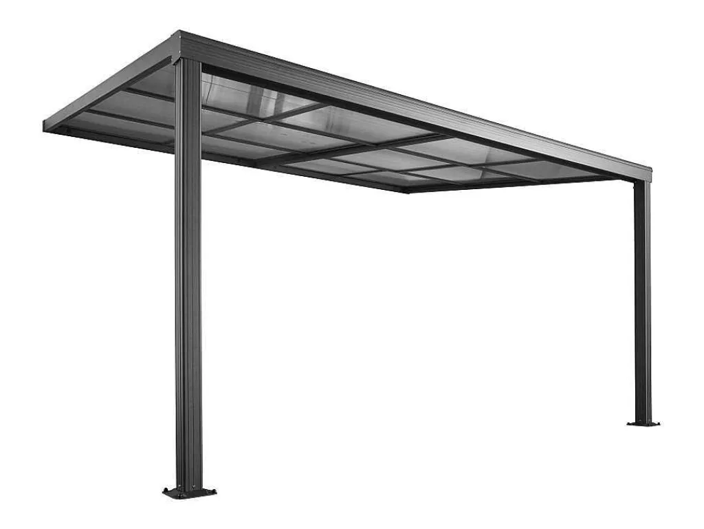 Pergola Voor Tegen De Muur Met Schuifbaar Dak - 12 M - Antraciet - Izeda-EXPERTLAND Outlet