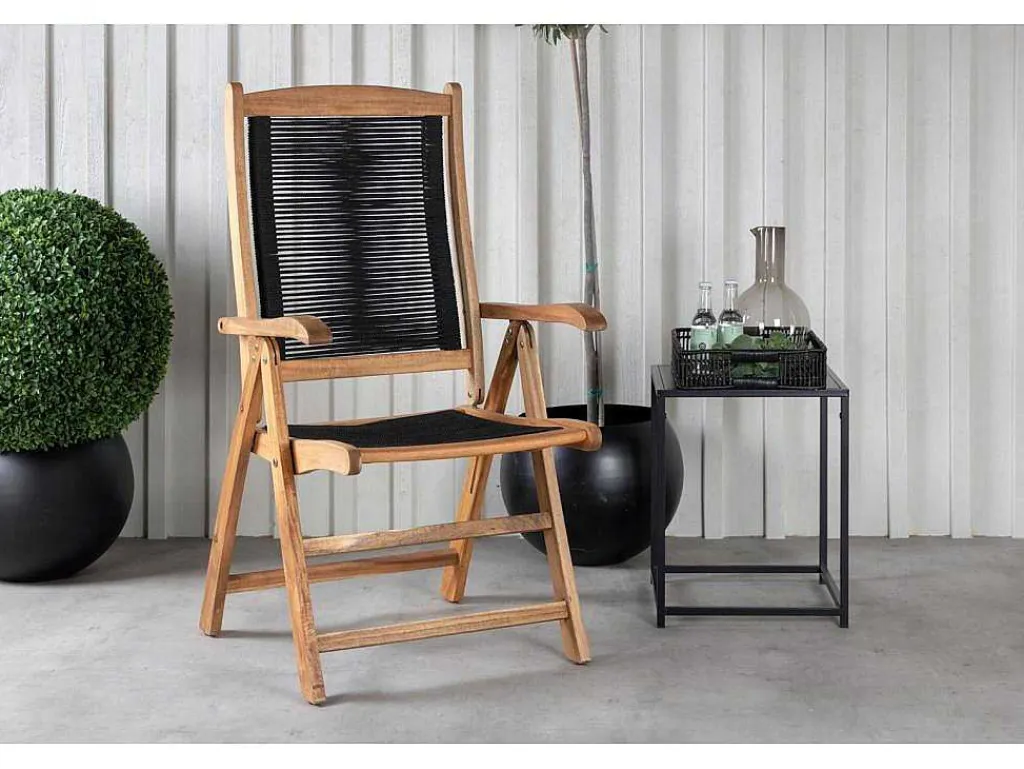 Peter Tuinstoel 5 Pos. Instelbaar Zwart, Acacia.-Vente-unique New