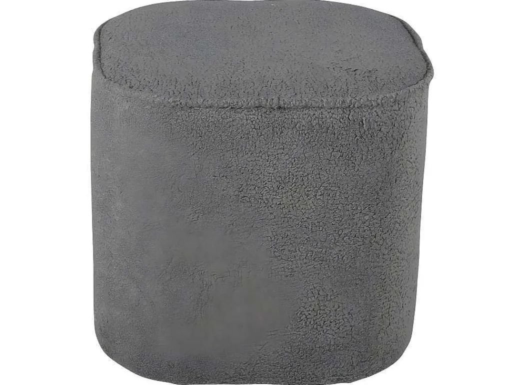 Piff Poef, Hocker O44Cm Teddystof Grijs.-Venture Home Online