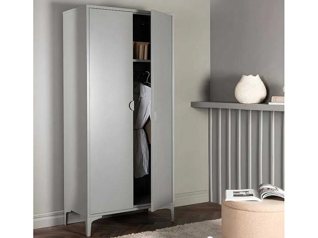 Piring Kledingkast 2 Deuren Lichtgrijs.-Venture Home Online