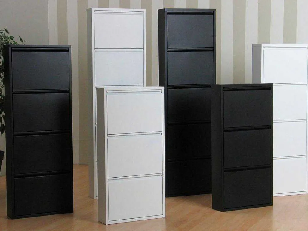 Pisa Schoenenkast Wit Metaal Met 5 Vakken - Set Van 3.-Vente-unique