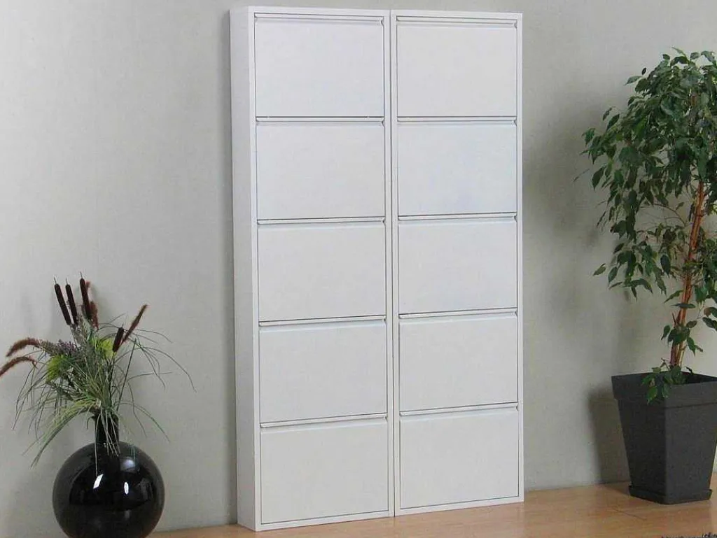 Pisa Schoenenkast Wit Metaal Met 5 Vakken - Set Van 2.-Vente-unique Sale