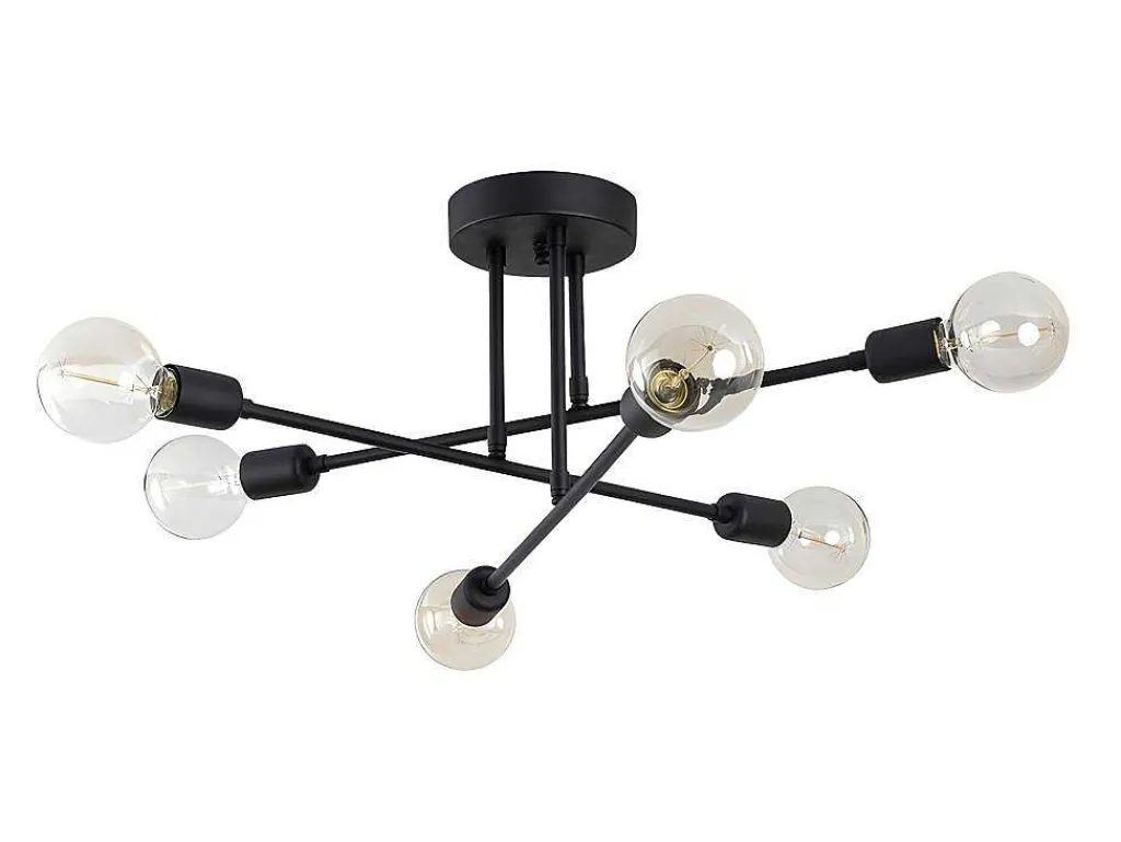 Plafondlamp Van Metaal Flowera - 3 Armen - L64 Cm X H30 Cm - Zwart-OZAIA