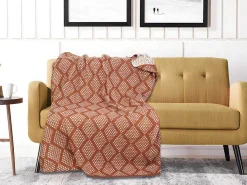 Plaid Oyace - Acryl En Wol - 130 X 170 Cm - Ivoor En Rood-OZAIA Clearance