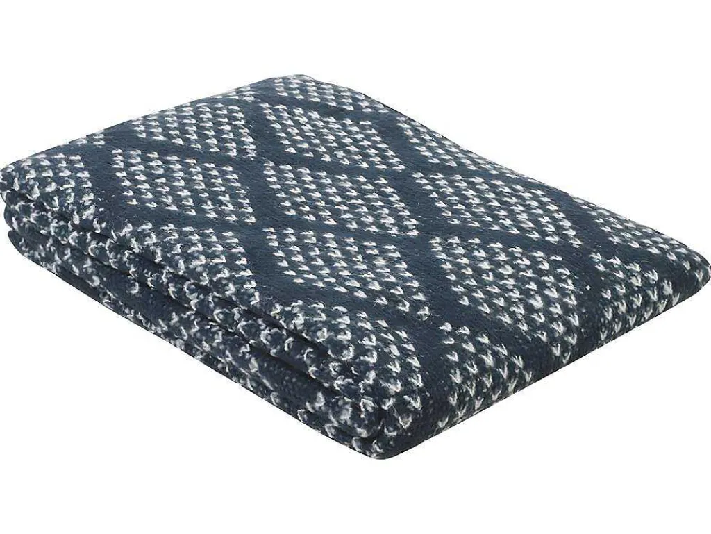 Plaid Oyace - Acryl En Wol - 130 X 170 Cm - Ivoor En Blauw-OZAIA Clearance