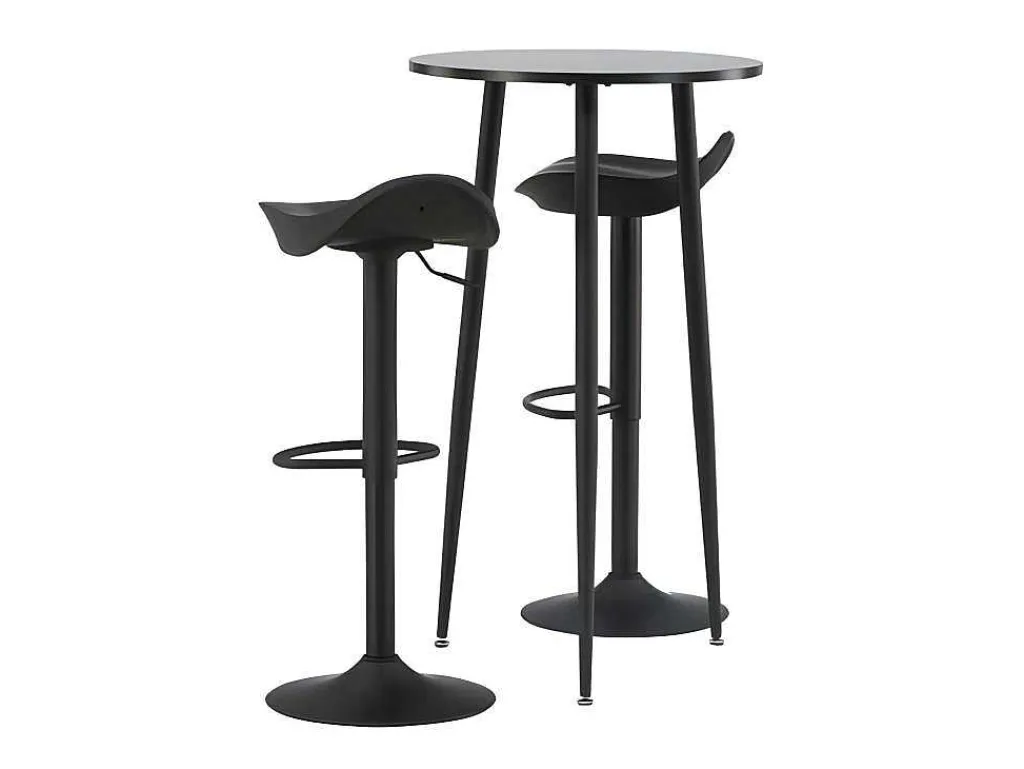 Plaza Barmeubelset Bartafel Zwart En 2 Adesto Barstoelen Zwart.-Vente-unique Hot