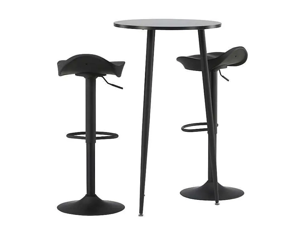 Plaza Barmeubelset Bartafel Zwart En 2 Adesto Barstoelen Zwart.-Vente-unique Hot