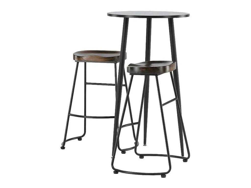 Plaza Barmeubelset Bartafel Zwart En 2 Ozark Barstoelen Naturel.-Vente-unique Sale