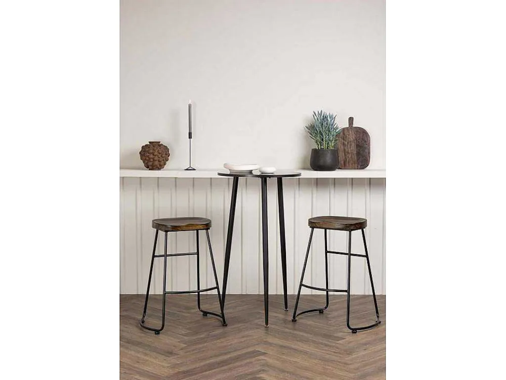 Plaza Barmeubelset Bartafel Zwart En 2 Ozark Barstoelen Naturel.-Vente-unique Sale