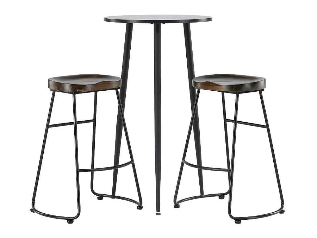 Plaza Barmeubelset Bartafel Zwart En 2 Ozark Barstoelen Naturel.-Vente-unique Sale