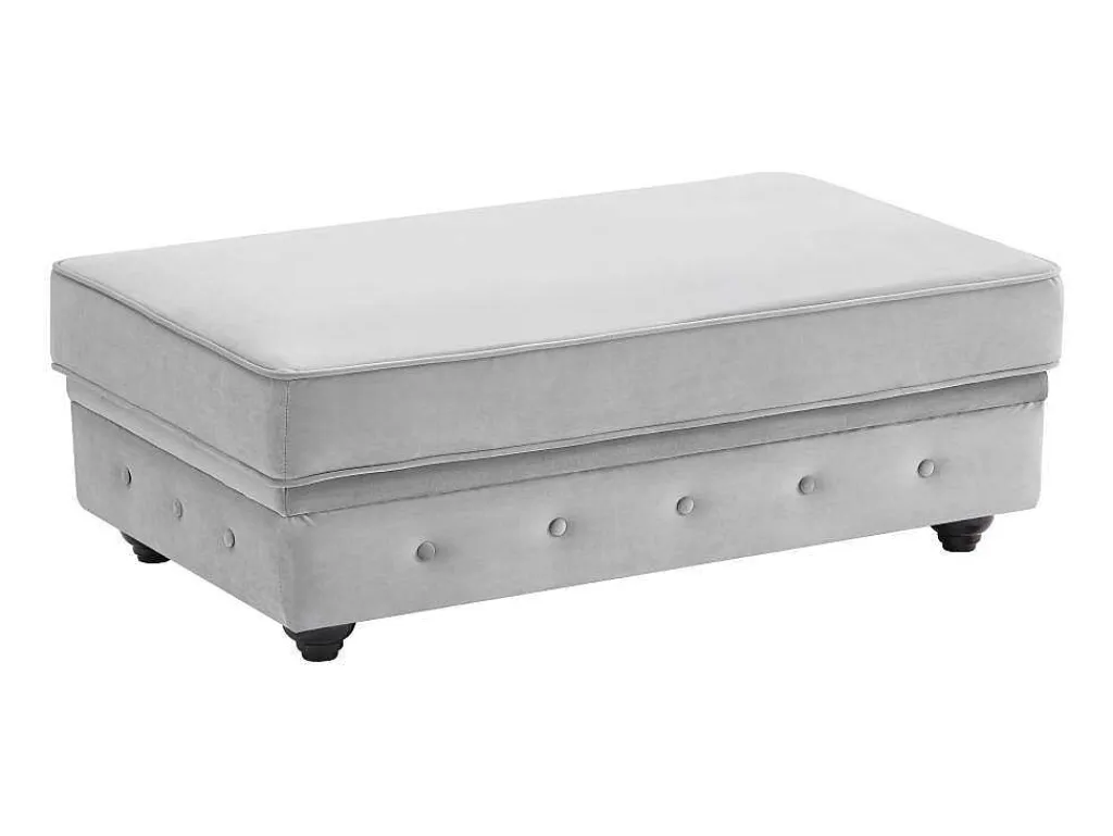 Poef Met Opbergruimte Van Lichtgrijs Velours Chesterfield-Vente-unique New