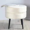 Pot Poef O40Cm Velours Beige.-Venture Home Outlet