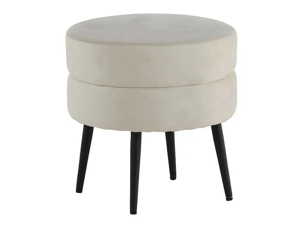 Pot Poef O40Cm Velours Beige.-Venture Home Outlet