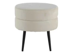 Pot Poef O40Cm Velours Beige.-Venture Home Outlet
