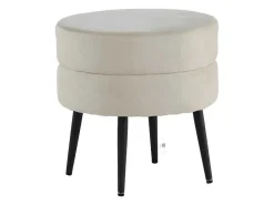 Pot Poef O40Cm Velours Beige.-Venture Home Outlet